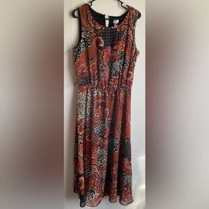 dressbarn Paisley Midi Dress - Brown and Black